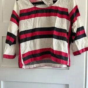 Blouse ACE Fashion Rayures Rose Et Blanc - Sans étiquettes, Taille L, Neuve